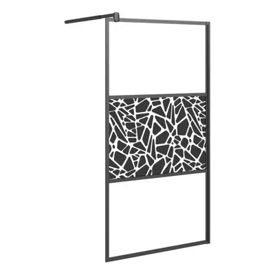 vidaXL Walk-in Shower Wall 100x195cm ESG Glass with Stone Design Black Cubicle