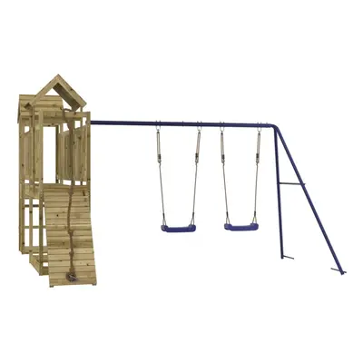 (solid impregnated pinewood) vidaXL Outdoor Playset Wooden Playground Set Kids Swing Set Solid W