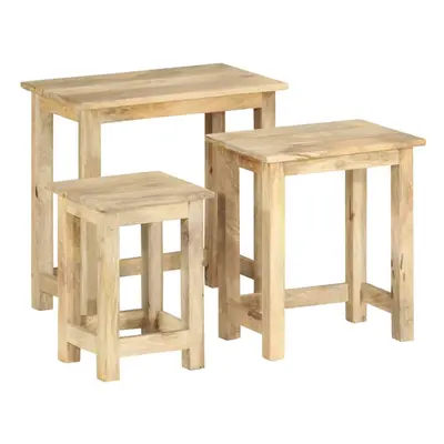 vidaXL 3x Solid Mango Wood Nesting Tables Accent End Desks Telephone Stands