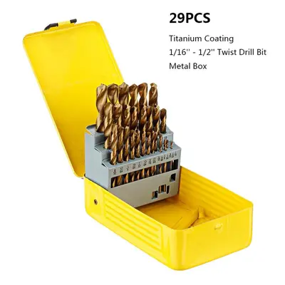 () 21/29/115 Pcs Titanium Coating Quick Change Twist Drill Set Individual HSS Drill Bits 1/16"-1