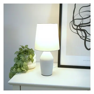 ValueLights Arlo Pair of Grey Ceramic Table Lamps with Grey Shades