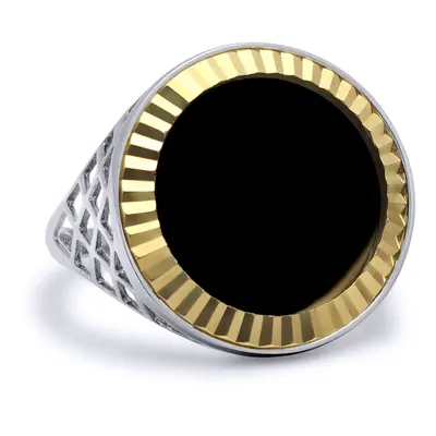 (Y) Jewelco London Sterling Silver Basket Full Sovereign Coin Mount Ring - 9ct Gold Fluted Bezel