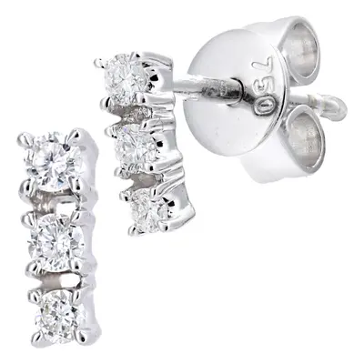 Jewelco London 18ct White Gold Round 13pts Diamond Trilogy Stud Earrings - DE1AXL662W18