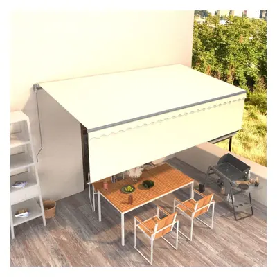 vidaXL Manual Retractable Awning with Blind 5x3m Cream Outdoor Awning Set