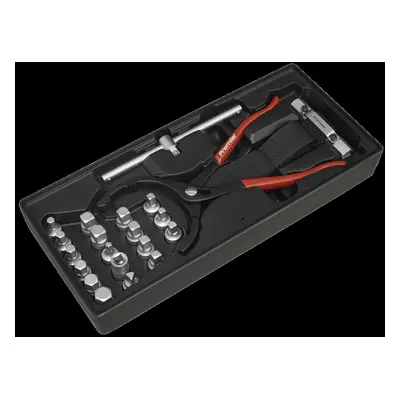 Tool Tray with Oil Filter Wrench, Pliers & Drain Plug Set 21pc