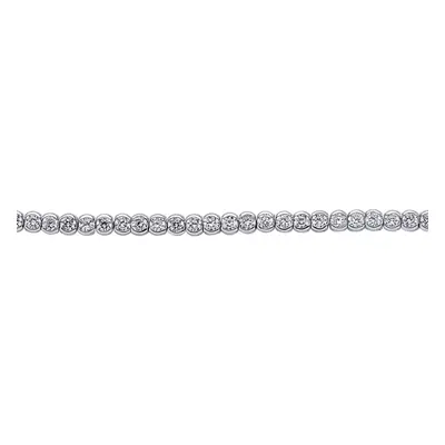 Jewelco London Ladies Sterling Silver Cubic Zirconia Eternity Rubover Tennis Bracelet 4mm inch -