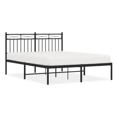 (black, 140x200 cm/with headboard) vidaXL Metal Bed Frame Home Bedroom Bed Base Mattress Foundat