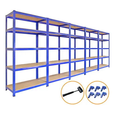 5 x 90cm Large Shelving Racking Units for Garage, Shed or Workshop Blue