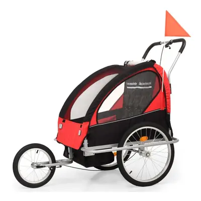 vidaXL 2-in-1 Bike Trailer and Stroller Cargo Bicycle Trailer Black and Red