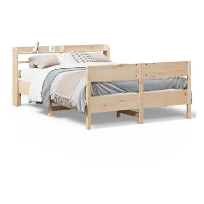 vidaXL Bed Frame with Headboard Bed Base Bedstead 120x200 cm Solid Wood Pine