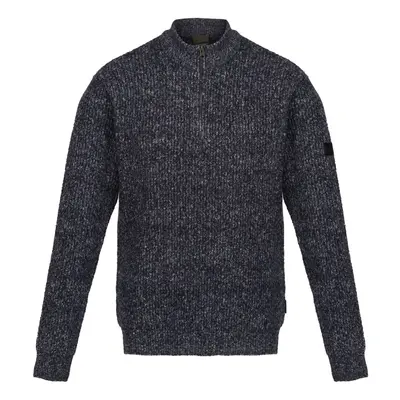 (L, Navy) Regatta Mens Solomon Marl Knitted Zip Neck Sweatshirt