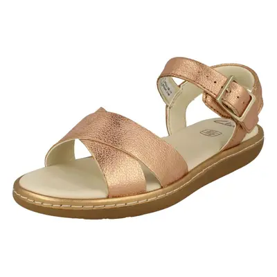 (UK 10.5 Child, Bronze (Gold)) Girls Clarks Criss-Cross Detailed Sandals Skylark Pure K - F Fit