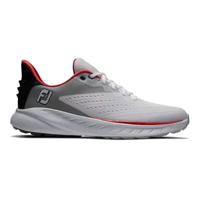 (UK 8, White/Black/Red) FootJoy Mens FJ FLEX XP Waterproof Spikeless Lightweight Mesh Golf Shoes