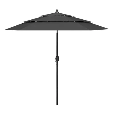 vidaXL 3-Tier Parasol with Aluminium Pole Anthracite Patio Sunshade Cover