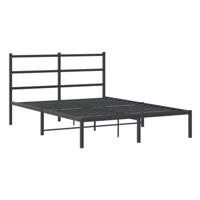 vidaXL Metal Bed Frame & Headboard Bed Base Bedstead Black 135x190 cm Double