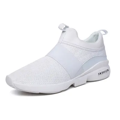 (White, 10) Men Comfy Ankle Cushion Slip On Sports Sneakers