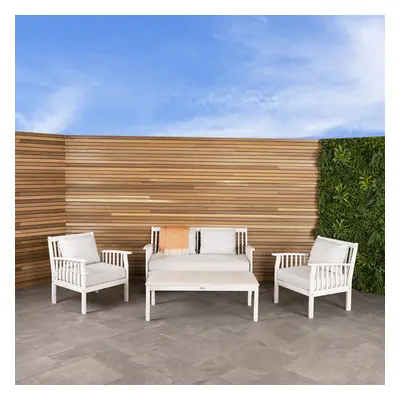 Charles Bentley FSC Acacia White Washed Piece Sofa Garden Outdoor Patio Lounge Set - Sofa, x Cha