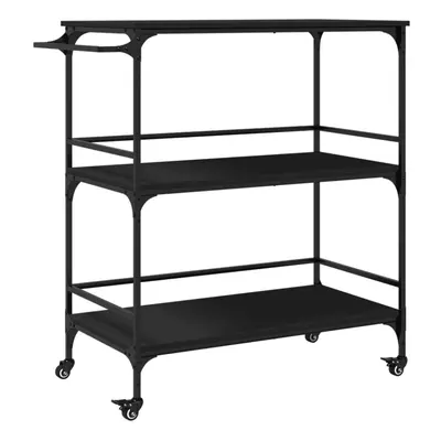 vidaXL Kitchen Trolley Rolling Cart Storage Cart Trolley Black Engineered Wood