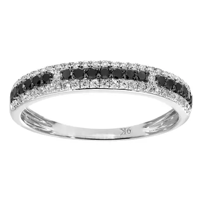 (L) Jewelco London 9ct White Gold 0.33ct Black and White Diamond Eternity Ring