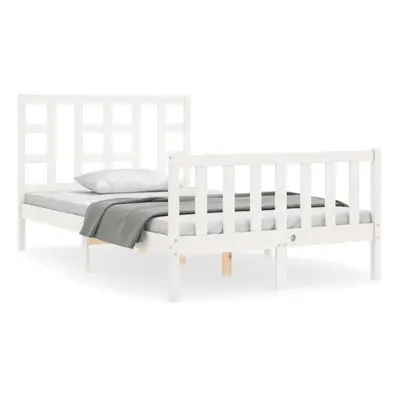 (white, x cm) vidaXL Bed Frame Platform Bed with Headboard Black Small Double Solid Wood