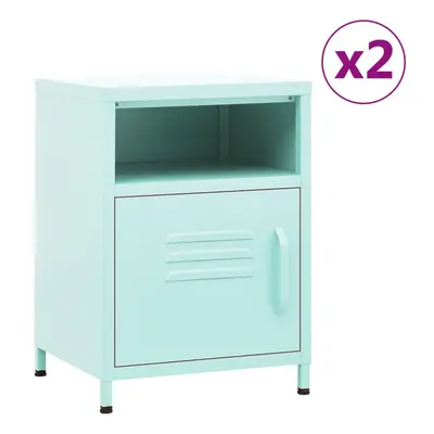 (mint) vidaXL 1/2x Nightstand Steel Bedside Bed Side Storage Cabinet Multi Colours