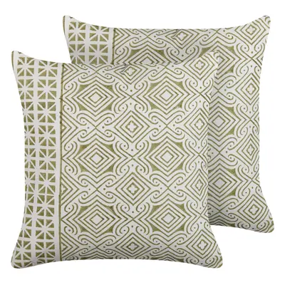 Set of Decorative Cushions LARICS Cotton x cm Green Oriental Pattern