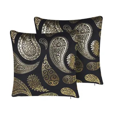 Set of Cushions URSINIA Velvet x cm Oriental Pattern Gold