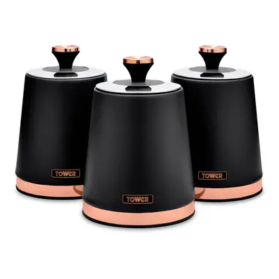 Tower Cavaletto T826131BLK Canisters Black & Rose Gold Kitchen Storage