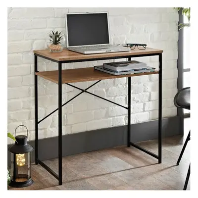 Tromso Compact Desk Metal, Black Frame with a Wooden Top Finish Max Loading 20kg.