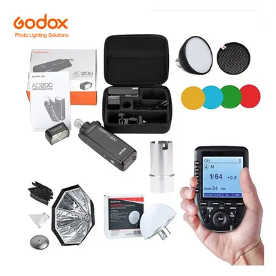 Godox AD200 TTL HSS Flash+Trigger Xpro-N+Softbox+AD-S2 S11 S15 S17 Kit