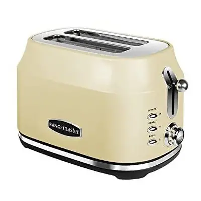 Rangemaster RMCL2S201CM Classic Cream 1kW Slice Toaster with Defrost, Cancel & Reheat Functions,