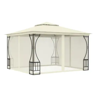 vidaXL Gazebo with Nets 300cm Cream Outdoor Canopy Shelter Party Tent