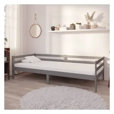 vidaXL Solid Pinewood Day Bed Grey 90x200 cm Wooden Sleepover Overnight Bed