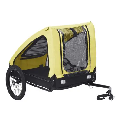 vidaXL Pet Bike Trailer Dog Carrier Stroller Bicycle Trailer Yellow and Black