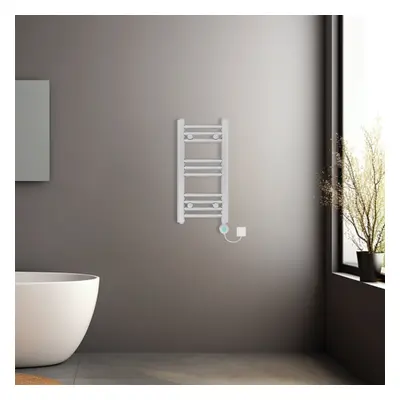 (Chrome, 600x300mm) Prefilled Electric Heated Towel Rail Radiator Curved Thermo Smart WiFi