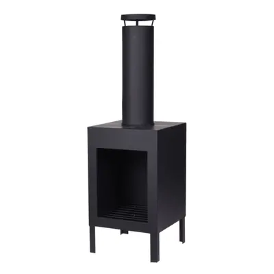 ProGarden Fireplace with Chimney cm Black Outdoor Fire Pit Garden Chimney