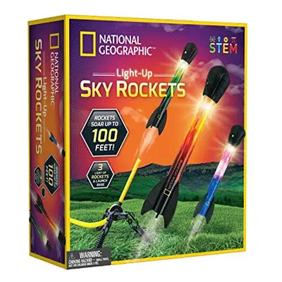 National Geographic Air Rocket Toy - LED Rocket Launcher for Kids, Stomp and Launch Light Up, Ai