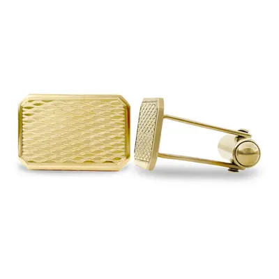 Jewelco London Men's Solid 9ct Yellow Gold Rectangular Ogee Pattern Swivel Back Cufflinks - JCL0