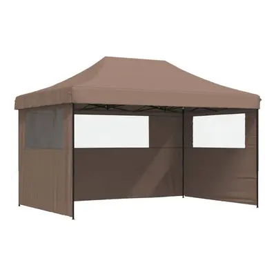 (brown, with sidewalls) vidaXL Foldable Tent Pop-up Outdoor Party Tent Garden Gazebo Canopy Shel