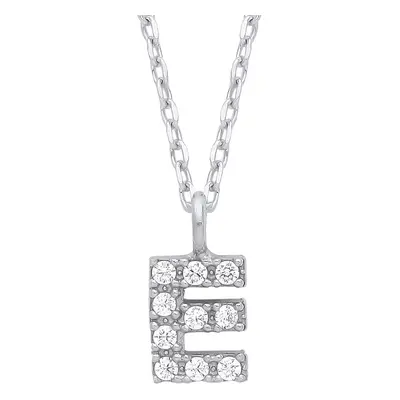 Jewelco London Ladies Rhodium Plated Sterling Silver Encrusted Mini Initial Pendant Necklace + i