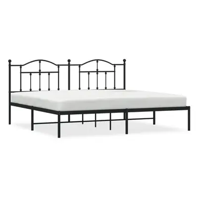 (black, x 203/with headboard) vidaXL Metal Bed Frame Bedroom Platform Bed Base Bedstead Mattress