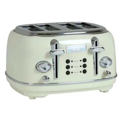 Charles Bentley Slice Toaster Stainless Steel Browning Control Dial with Levels Cream & Chrome C