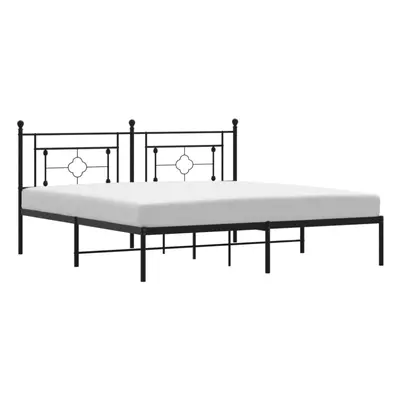 (black, x cm/with headboard) vidaXL Metal Bed Frame Home Bedroom Bed Base Mattress Foundation Be