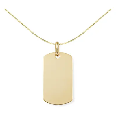 Jewelco London Mens 9ct Yellow Gold Rectangular Dog Tag Charm Pendant - 15x30mm - FANR02243