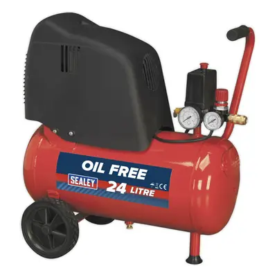 24 Litre Oil Free Belt Drive Air Compressor - 1.5hp Motor Quick Release Coupling