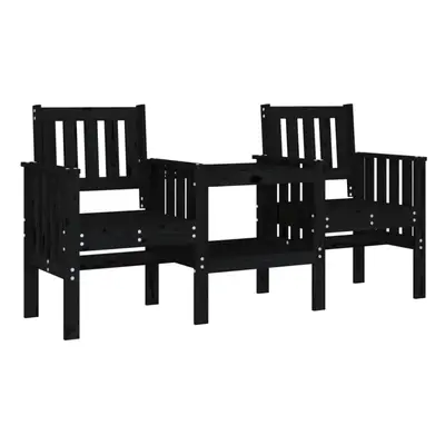 (black pine) vidaXL Garden Bench with Table Outdoor 2-Seater Bench Chair Solid Wood Pine