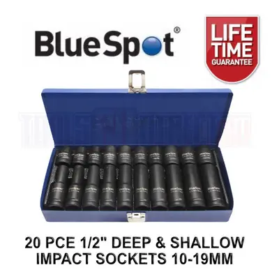 BlueSpot PCE 1/2 Inch Deep and Shallow Metric Impact Sockets Set - 19mm