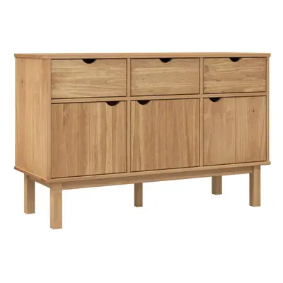 (Brown) vidaXL Solid Wood Pine Sideboard Wooden Highboard Home Organiser Multi Colours