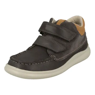 (UK Child, Grey) Boys First Shoes By Clarks Ankle Boots Cloud Tuktu - F Fit