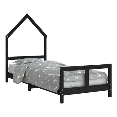 (black, x cm) vidaXL Kids Bed Frame Bedstead Wooden Bed Base Black 80x200 cm Solid Wood Pine